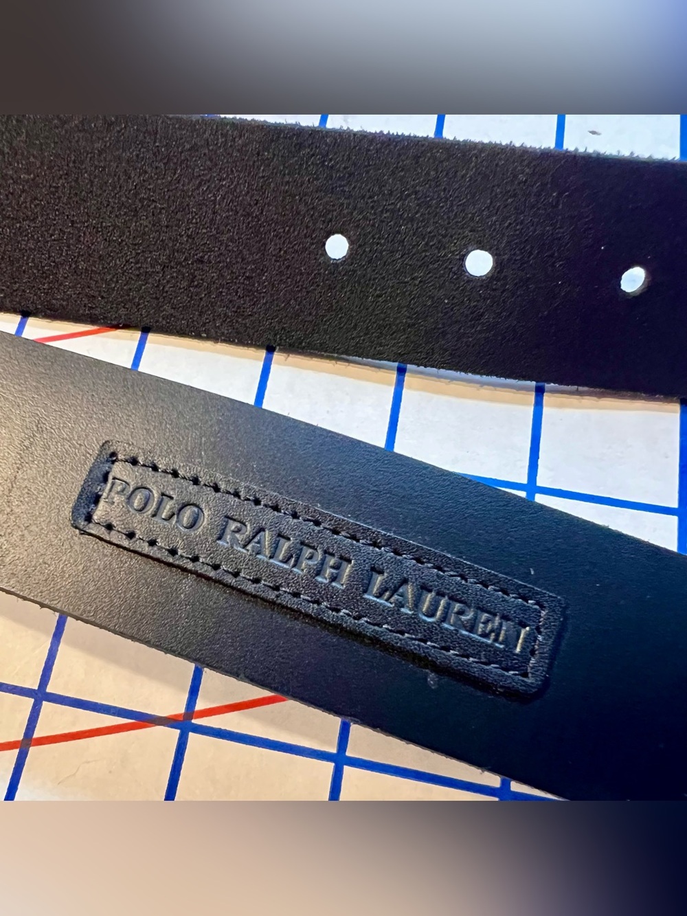 Polo by Ralph Lauren Black Leather Belt with Logo Patch